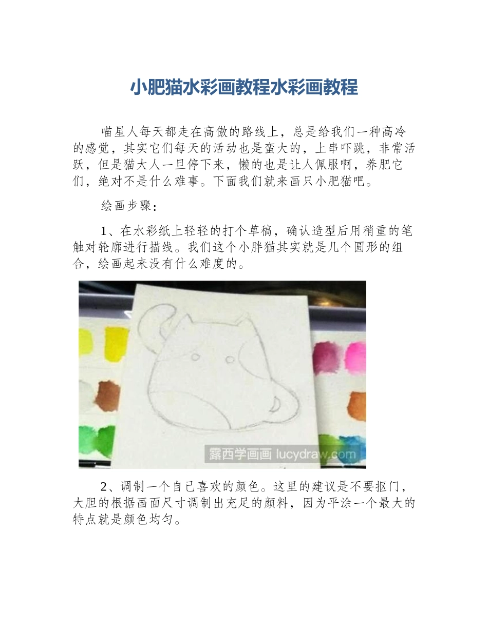 小肥猫水彩画教程水彩画教程_第1页