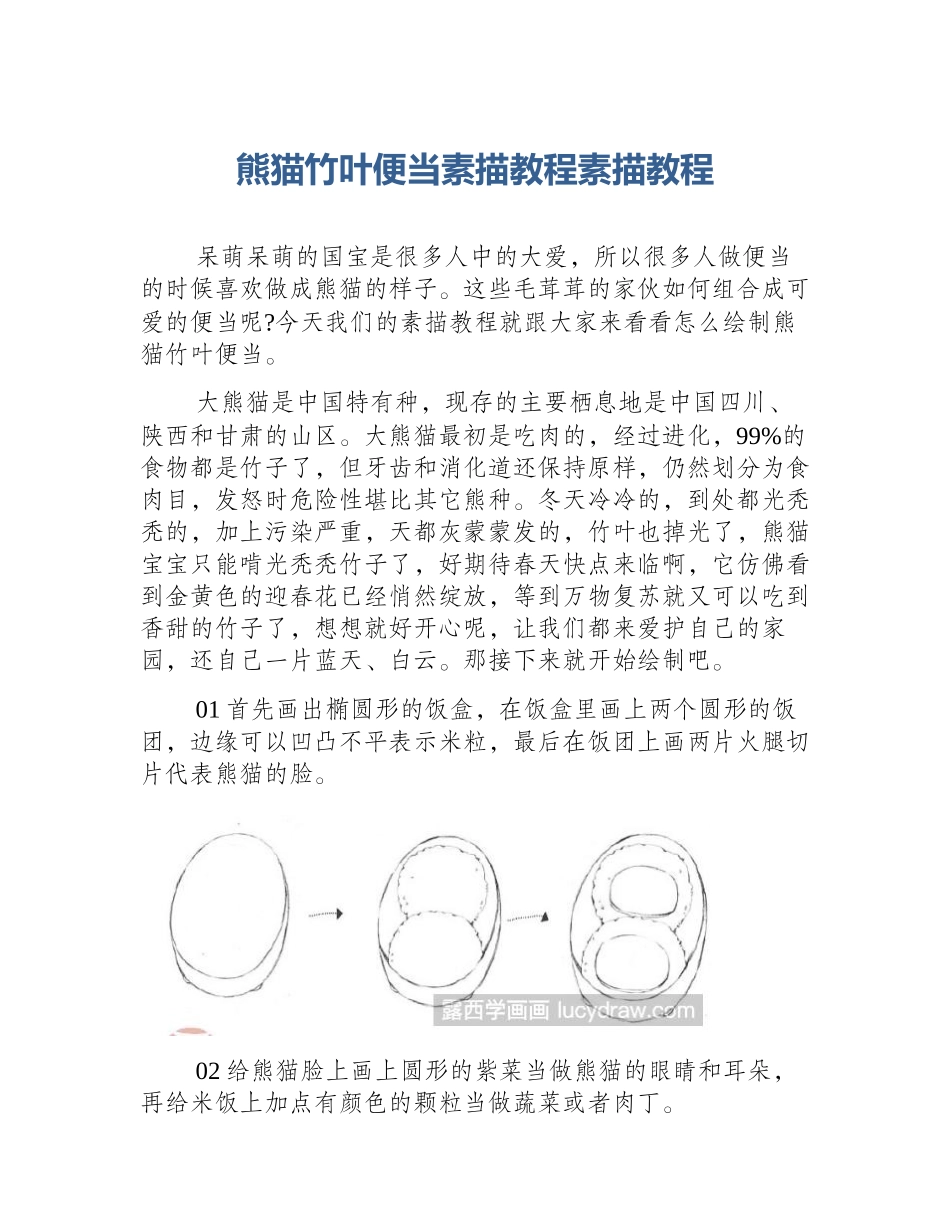 熊猫竹叶便当素描教程素描教程_第1页