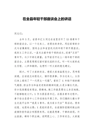 在全县年轻干部座谈会上的讲话2 