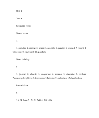 新视野大学英语读写教程2第三版Unit3课后练习答案 