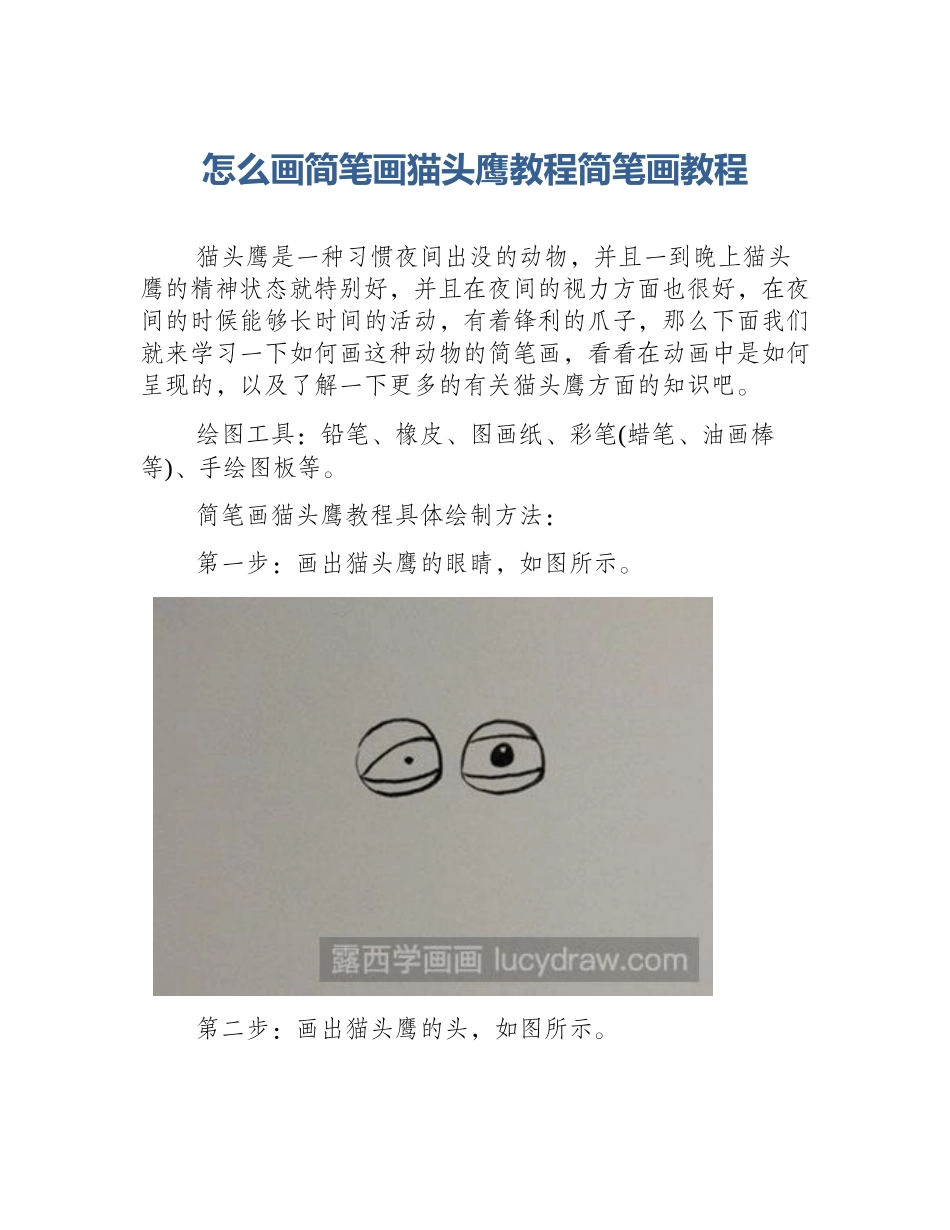 怎么画简笔画猫头鹰教程简笔画教程_第1页