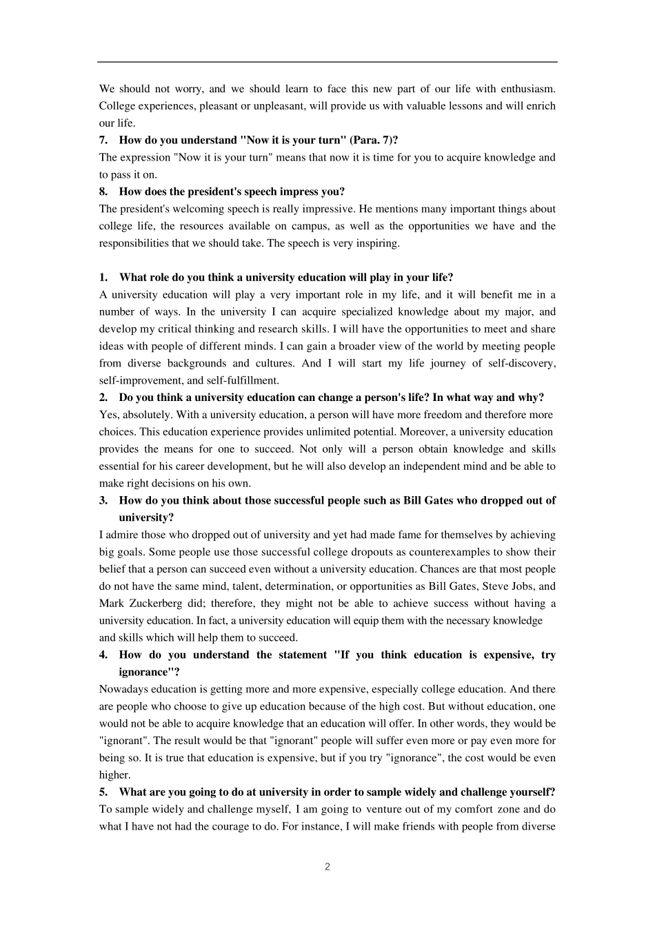 新视野大学英语(第三版)读写教程第一册Unit1教案及课后答案 _第2页