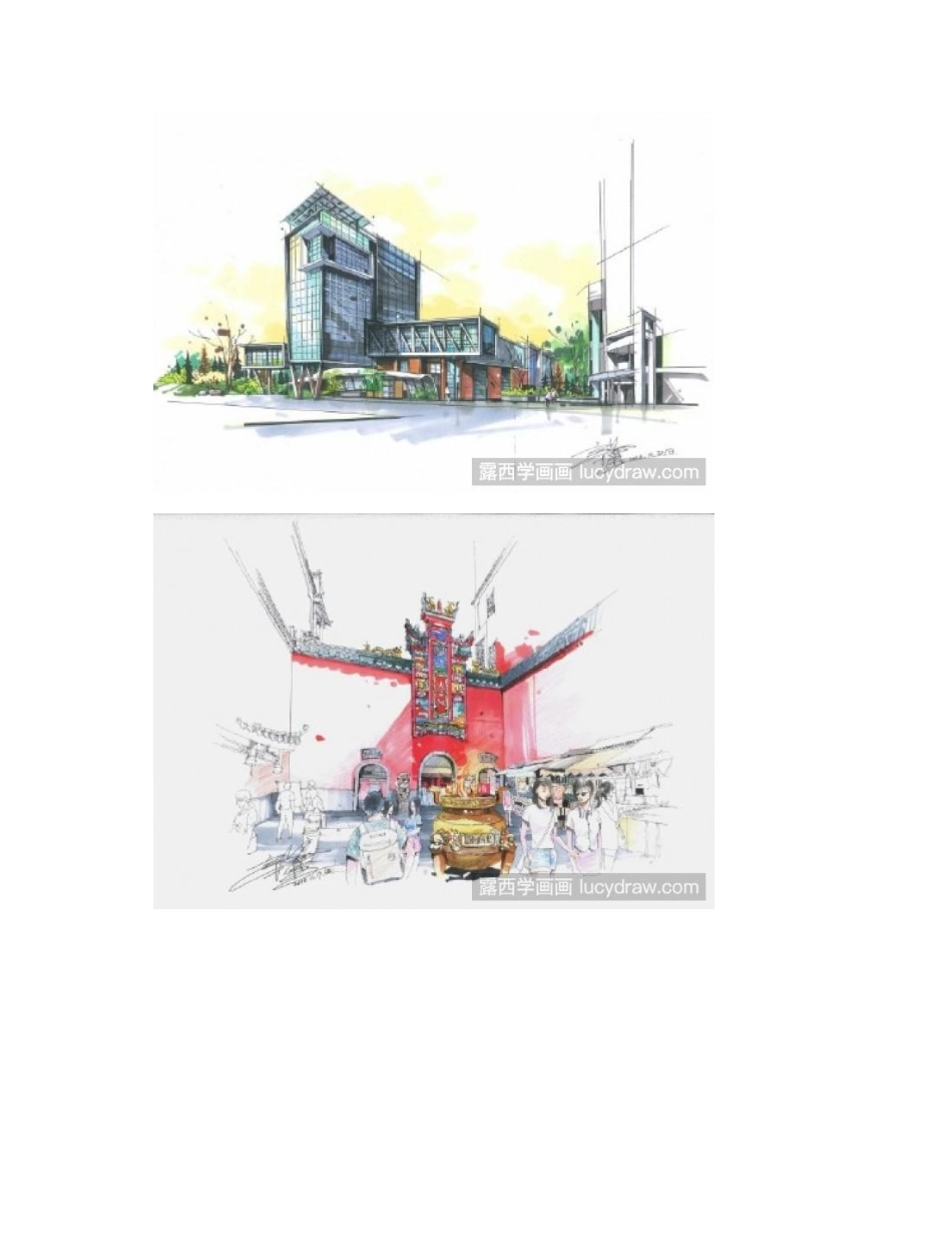 一组建筑手绘作品欣赏彩铅画作品1_第2页