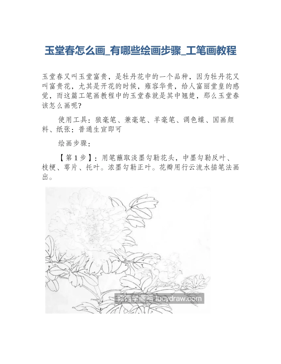 玉堂春怎么画_有哪些绘画步骤_工笔画教程_第1页