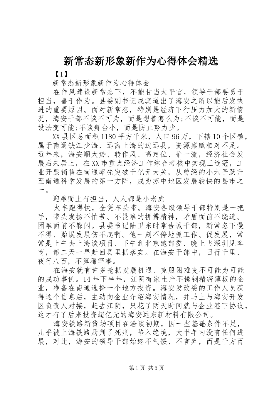 新常态新形象新作为心得体会精选_第1页