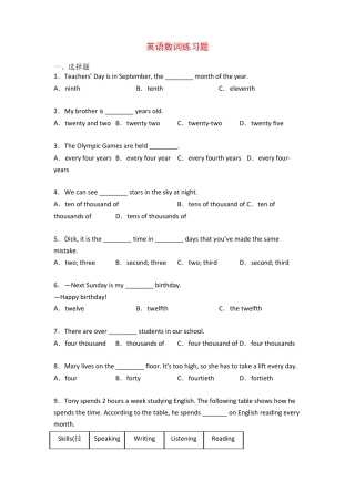 英语数词练习题 