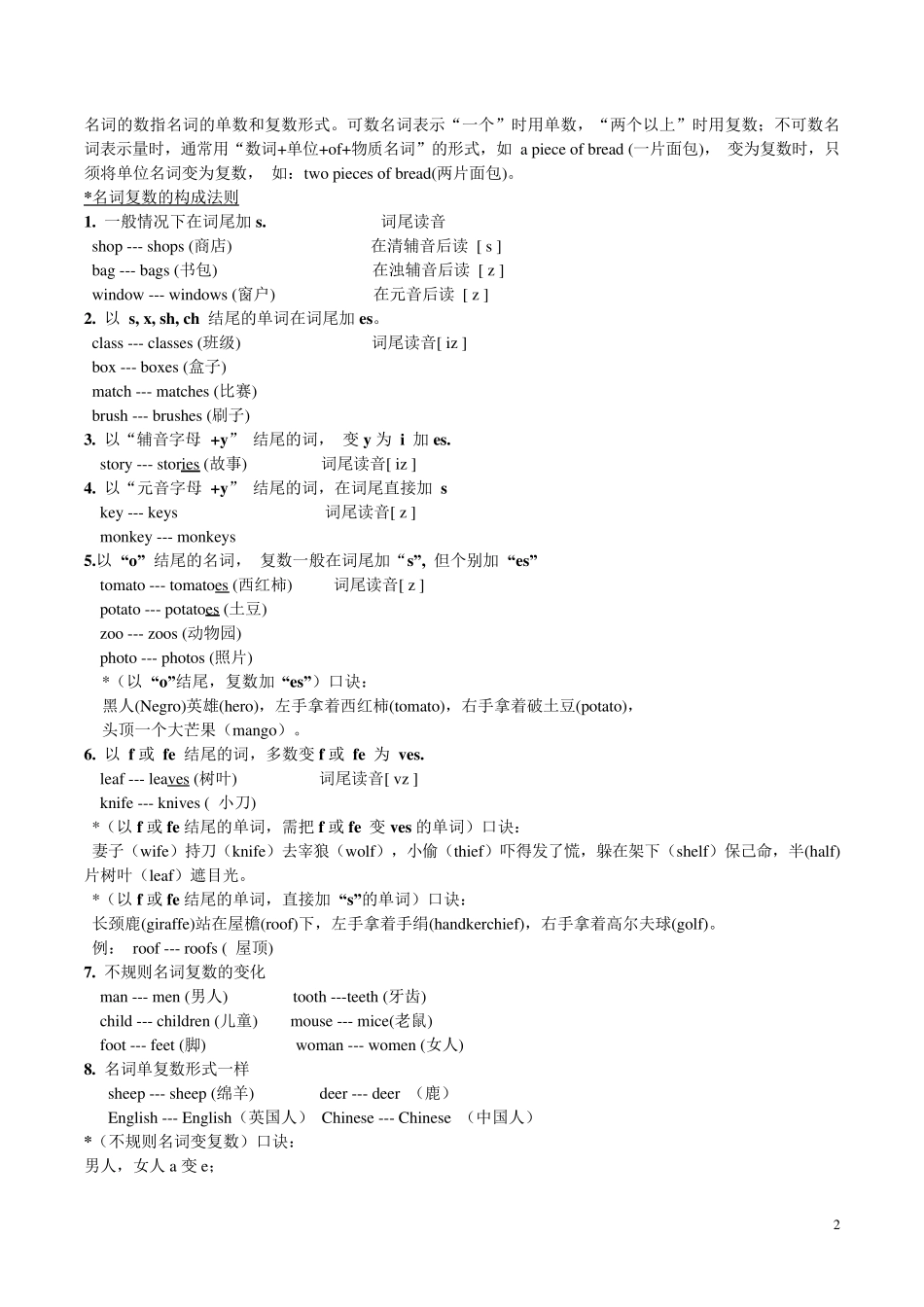小学英语语法大全-附练习题(附答案) _第2页