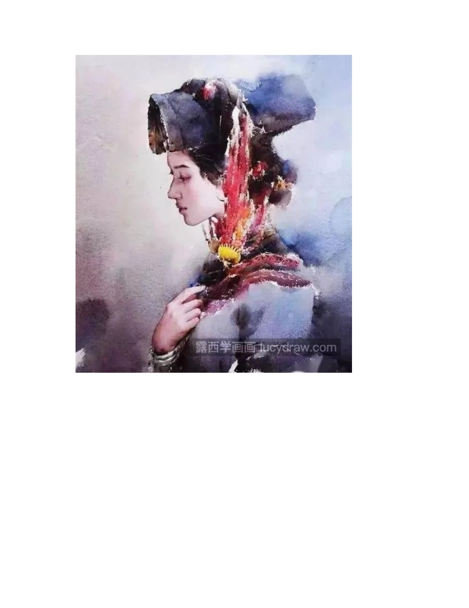 一组女性作品欣赏，教你如何画唯美的民族风情水彩画作品_第2页