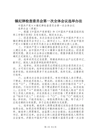 镇纪律检查委员会第一次全体会议选举办法