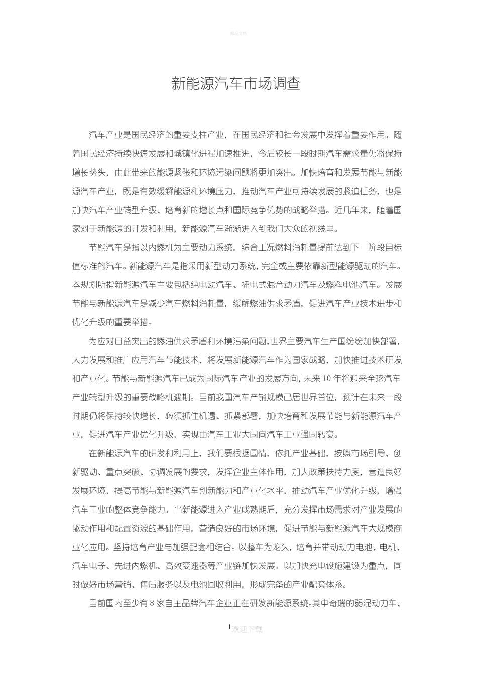 新能源汽车市场调查_第1页