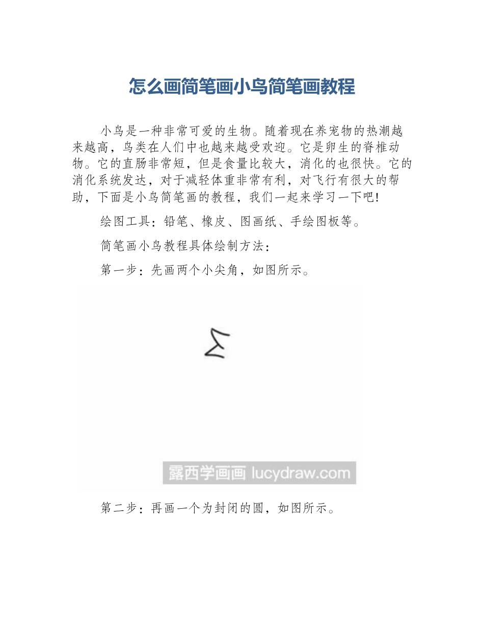 怎么画简笔画小鸟简笔画教程_第1页