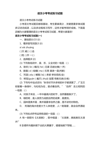 语文小考考试练习试题 