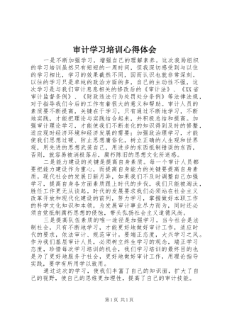审计学习培训心得体会