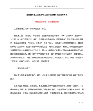 主题教育第三次集中学习研讨发言材料(担当作为)(共13页) 