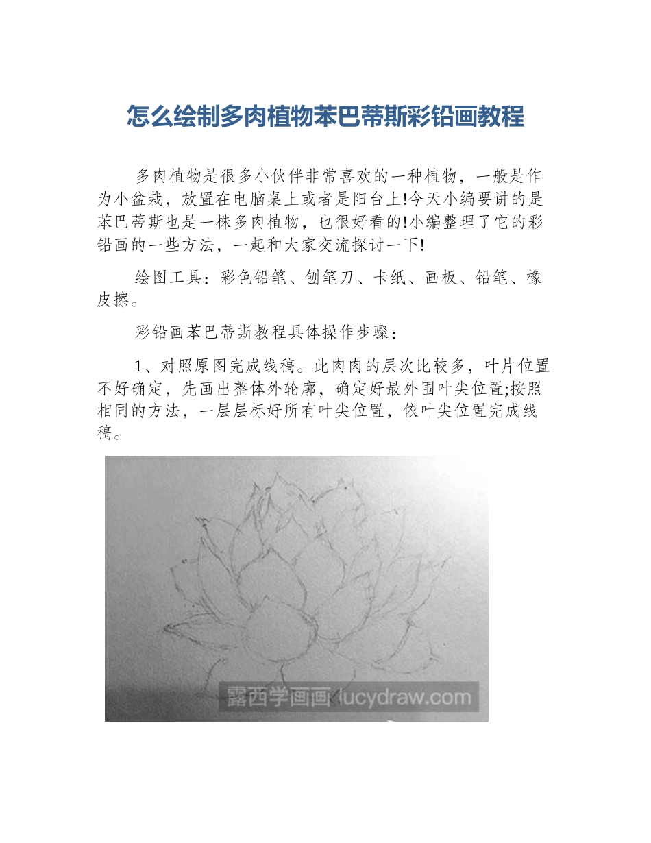 怎么绘制多肉植物苯巴蒂斯彩铅画教程_第1页