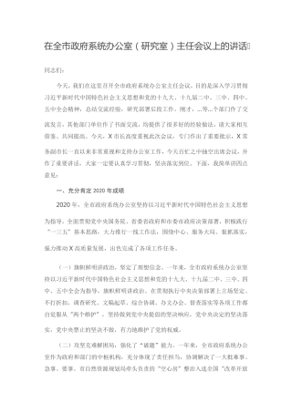 在全市政府系统办公室(研究室)主任会议上的讲话 
