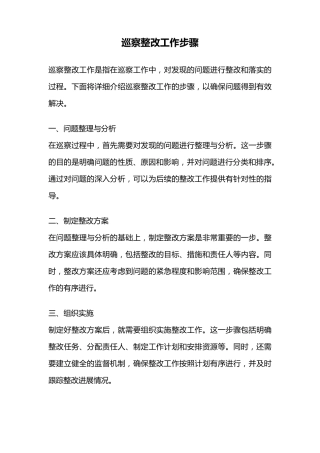 巡察整改工作步骤 