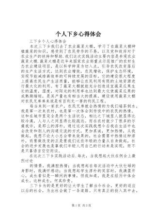 个人下乡心得体会