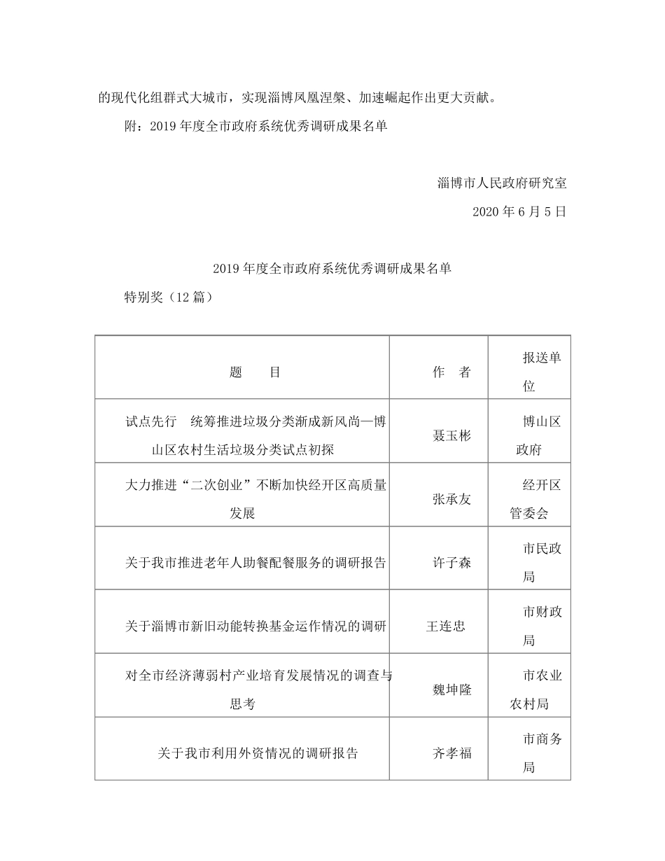 淄博市人民政府研究室关于公布2019年度全市政府系统优秀调研成果的通知精品_第2页