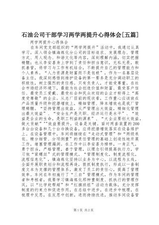 石油公司干部学习两学两提升心得体会[五篇]