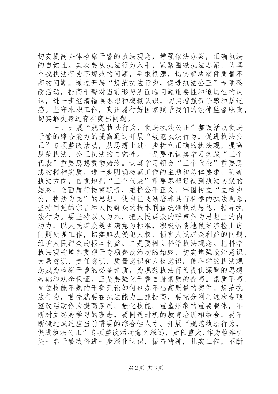 的“规范执法行为,促进执法公正”专项整改活动心得体会_第2页