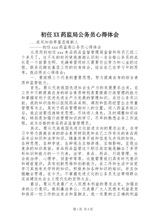 初任XX药监局公务员心得体会