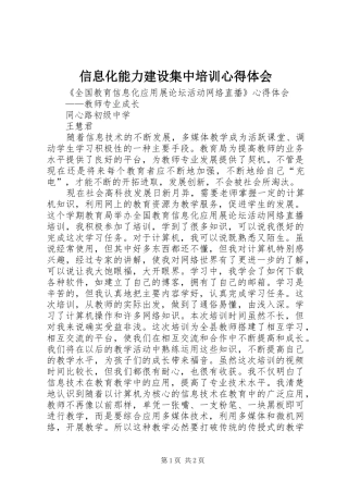 信息化能力建设集中培训心得体会