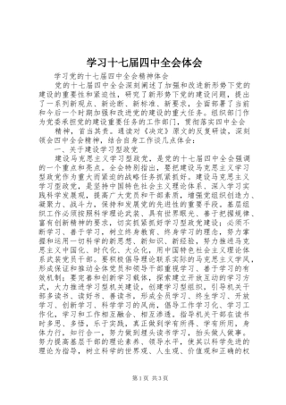 学习十七届四中全会体会
