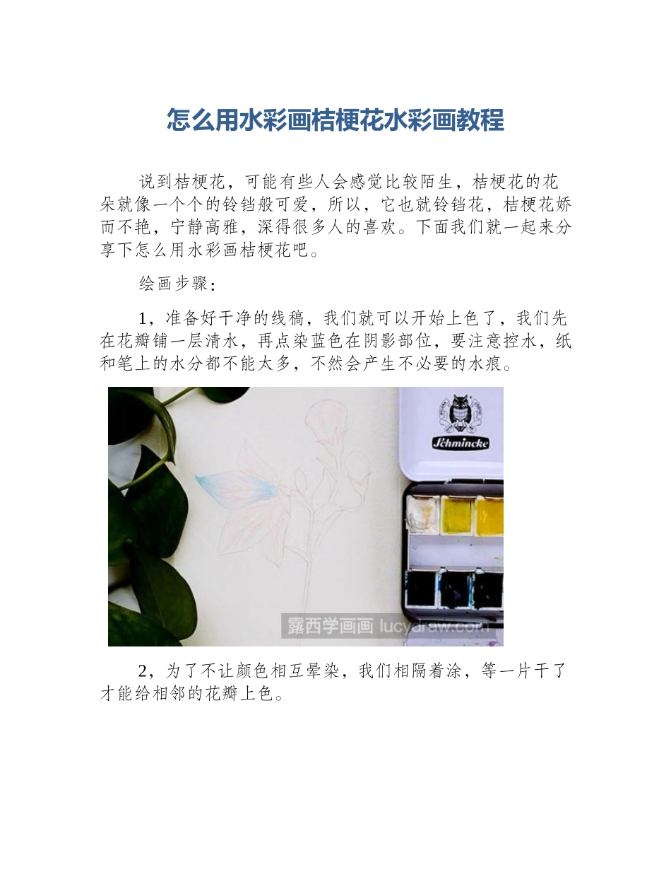 怎么用水彩画桔梗花水彩画教程_第1页