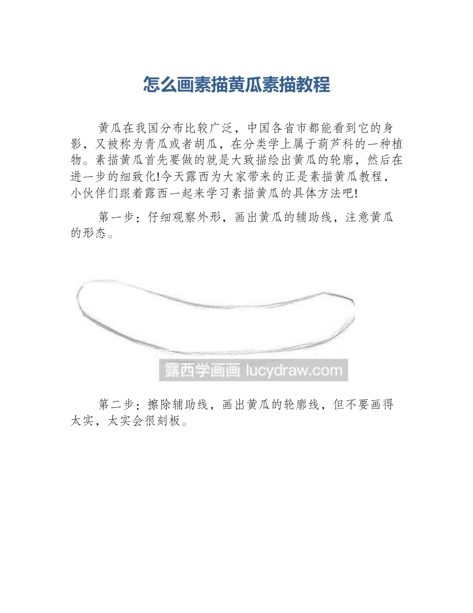 怎么画素描黄瓜素描教程_第1页