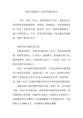 组织合建增活力 脱贫奔康添动力 