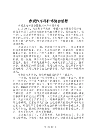 参观汽车零件博览会感想