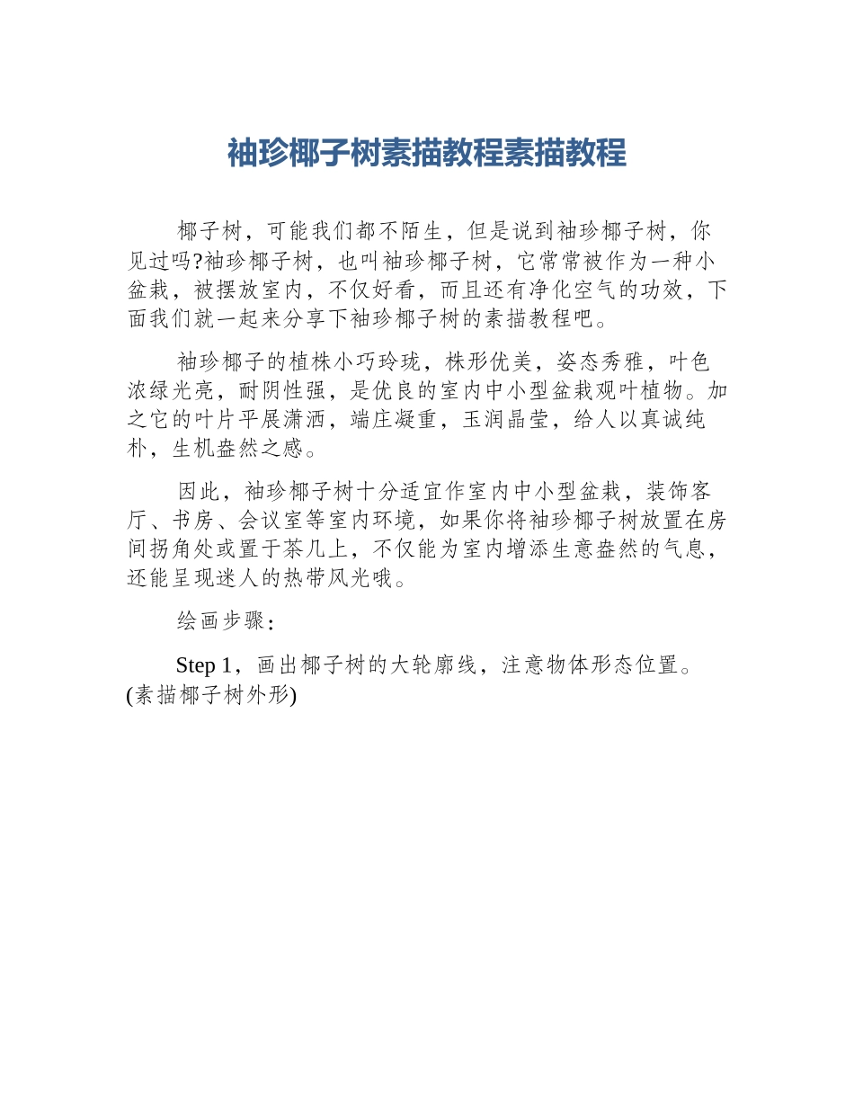 袖珍椰子树素描教程素描教程_第1页