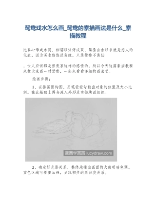 鸳鸯戏水怎么画_鸳鸯的素描画法是什么_素描教程