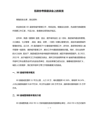 在政协考察座谈会上的发言 