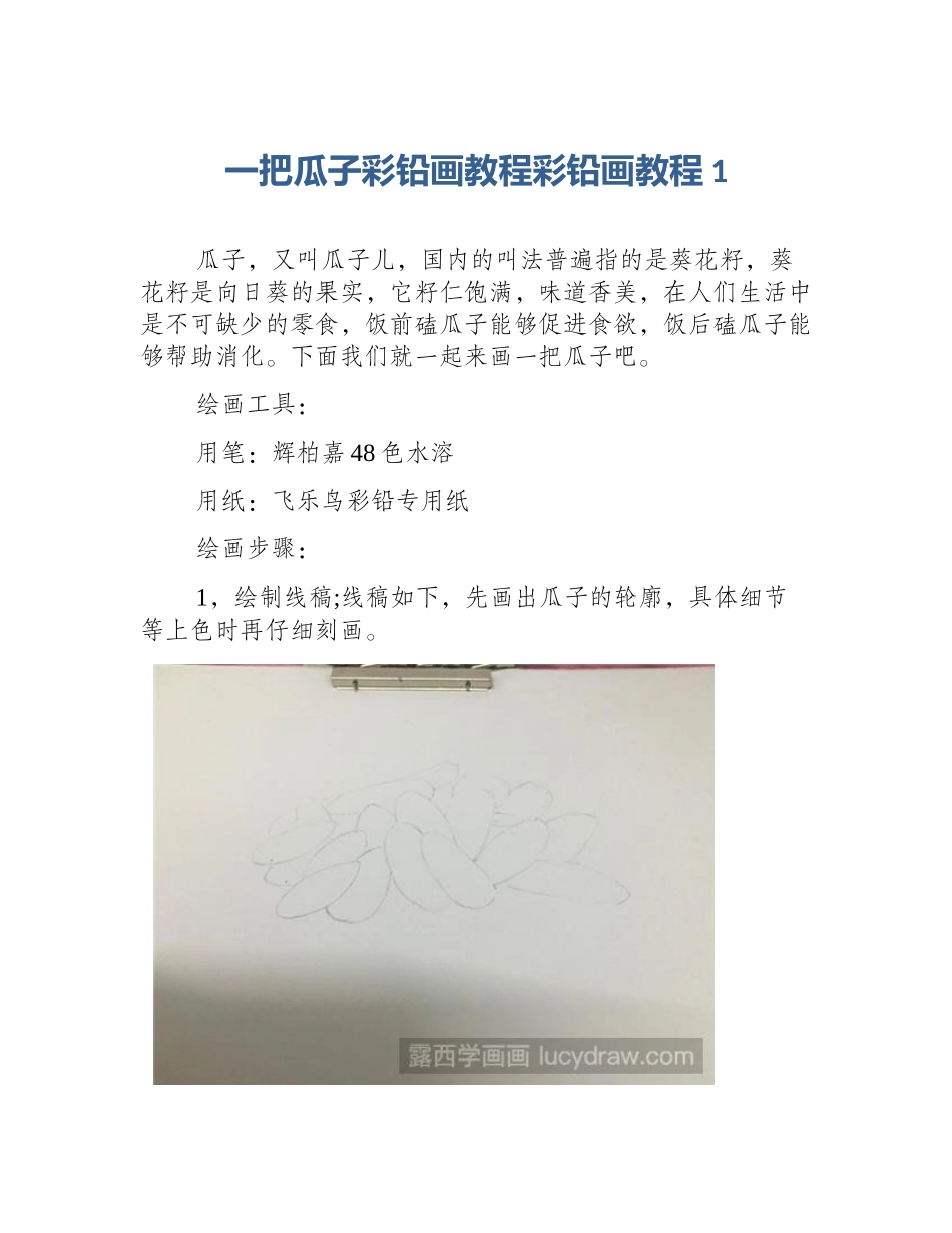 一把瓜子彩铅画教程彩铅画教程1_第1页
