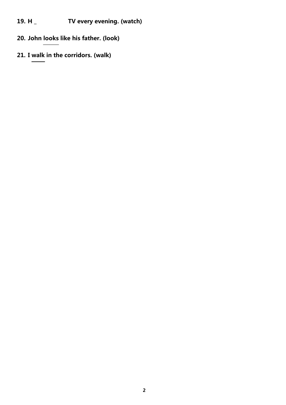 语法大全之一般现在时动词三单变化练习题-答案 _第2页