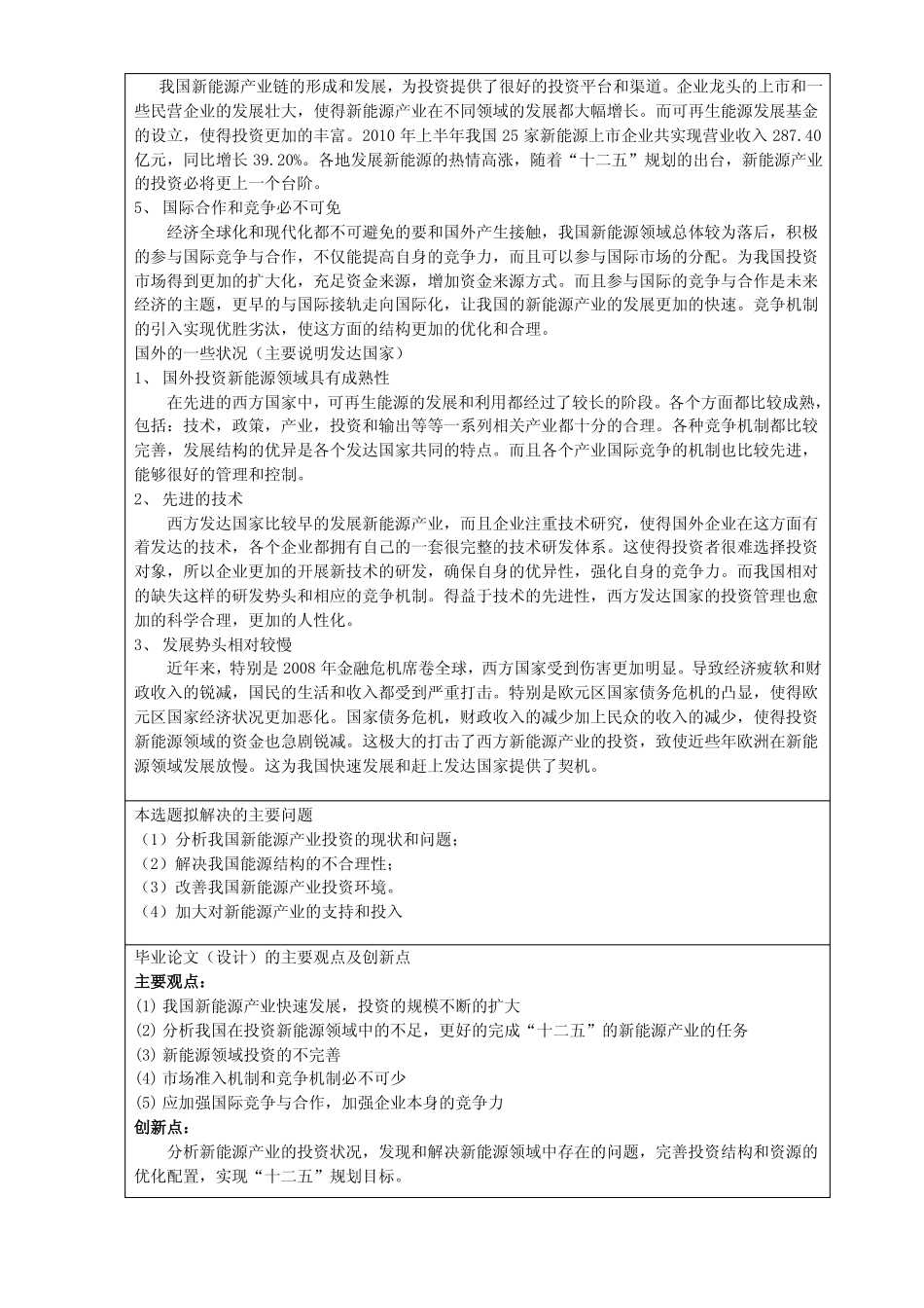 新能源产业投资分析开题报告_第2页