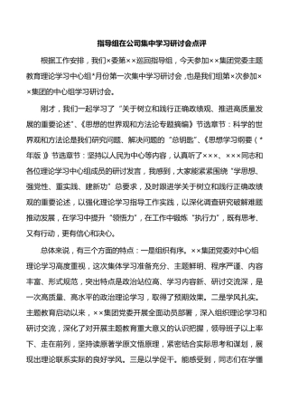 指导组在公司集中学习研讨会点评 