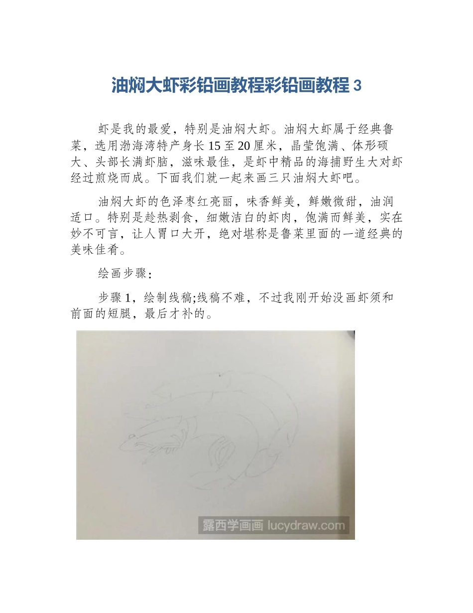油焖大虾彩铅画教程彩铅画教程3_第1页