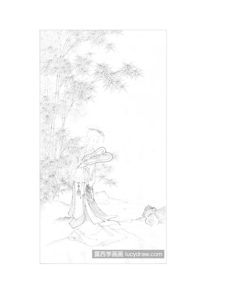 竹下仕女图怎么画_超级详细的步骤详解工笔画教程_第2页