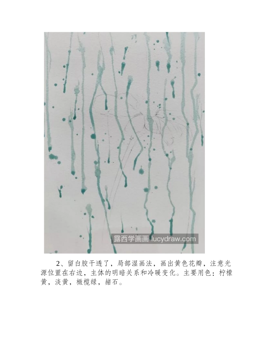 雨中小黄花怎么画_水滴效果如何表达_水彩画教程_第2页