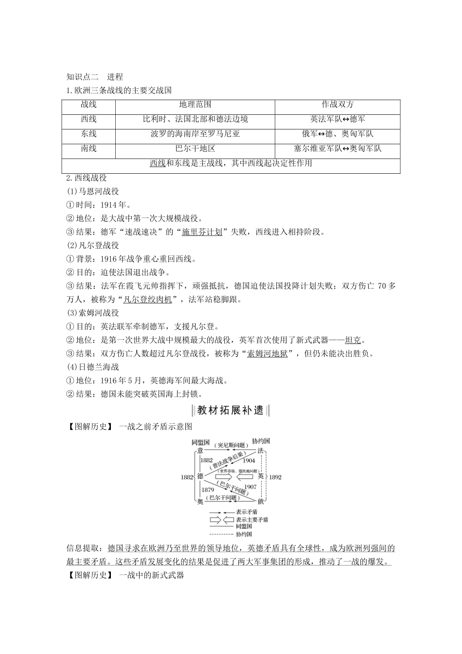 （鲁津京琼专用）2020版高考历史总复习 《20世纪的战争与和平》第47讲 第一次世界大战教案（含解析）新人教版-新人教版高三全册历史教案_第2页