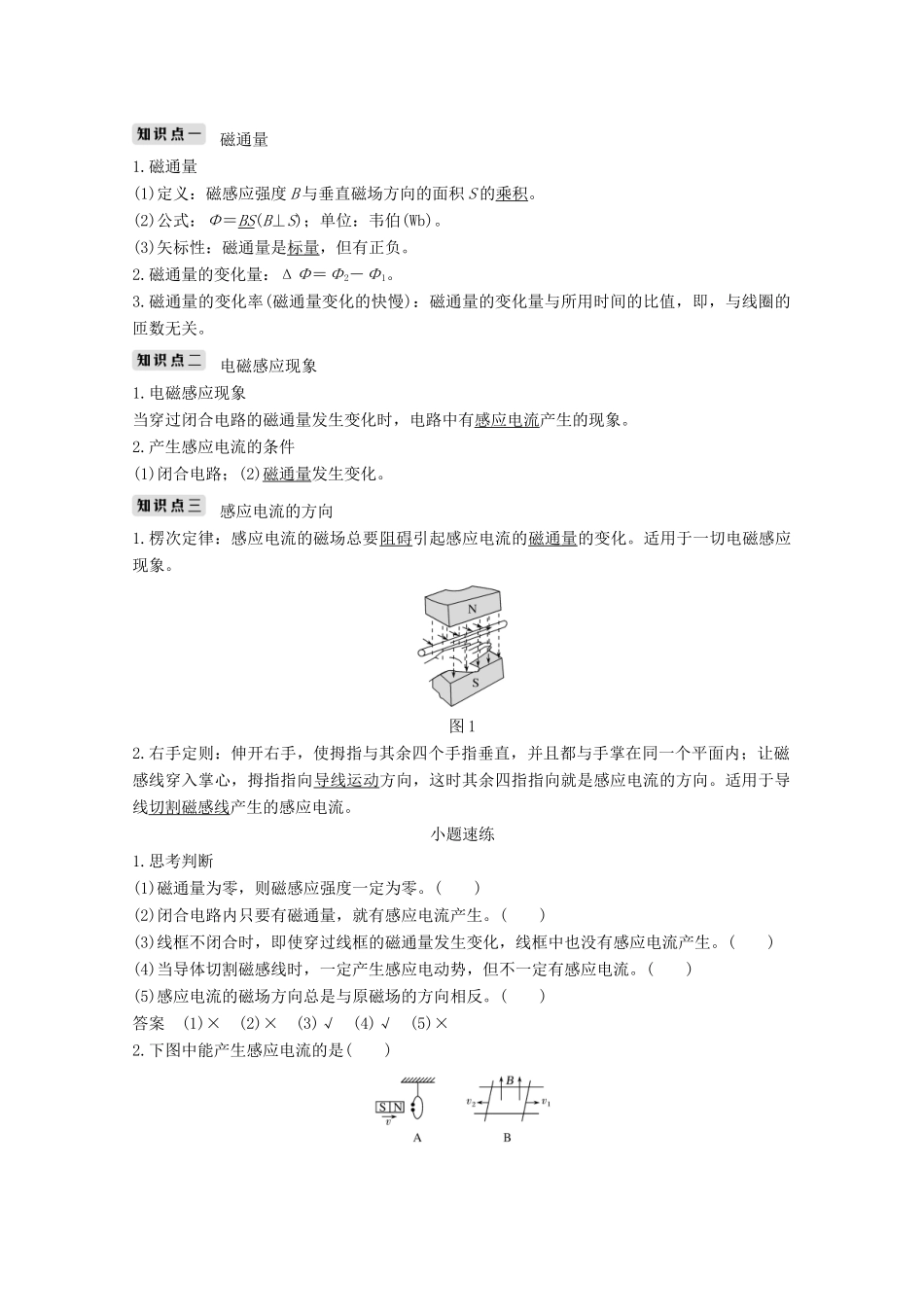 （鲁京津琼）高考物理总复习 第十章 电磁感应 第1讲 电磁感应现象 楞次定律教案-人教版高三全册物理教案_第2页