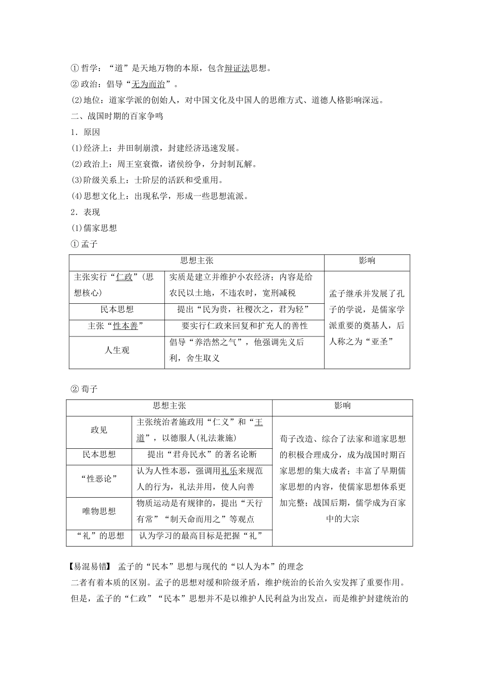 （鲁京津琼专用）版高考历史大一轮复习 第十二单元 古代中国的思想、科技与文化 第31讲 百家争鸣与汉代儒学教案（含解析）新人教版-新人教版高三全册历史教案_第2页