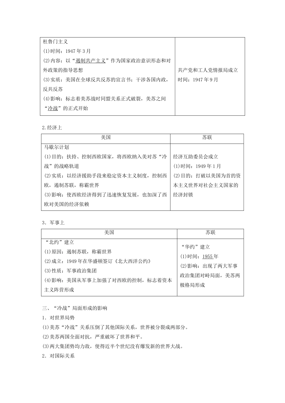（鲁京津琼专用）版高考历史大一轮复习 第五单元 当今世界的多极化趋势 第15讲 两极格局的形成教案（含解析）新人教版-新人教版高三全册历史教案_第2页