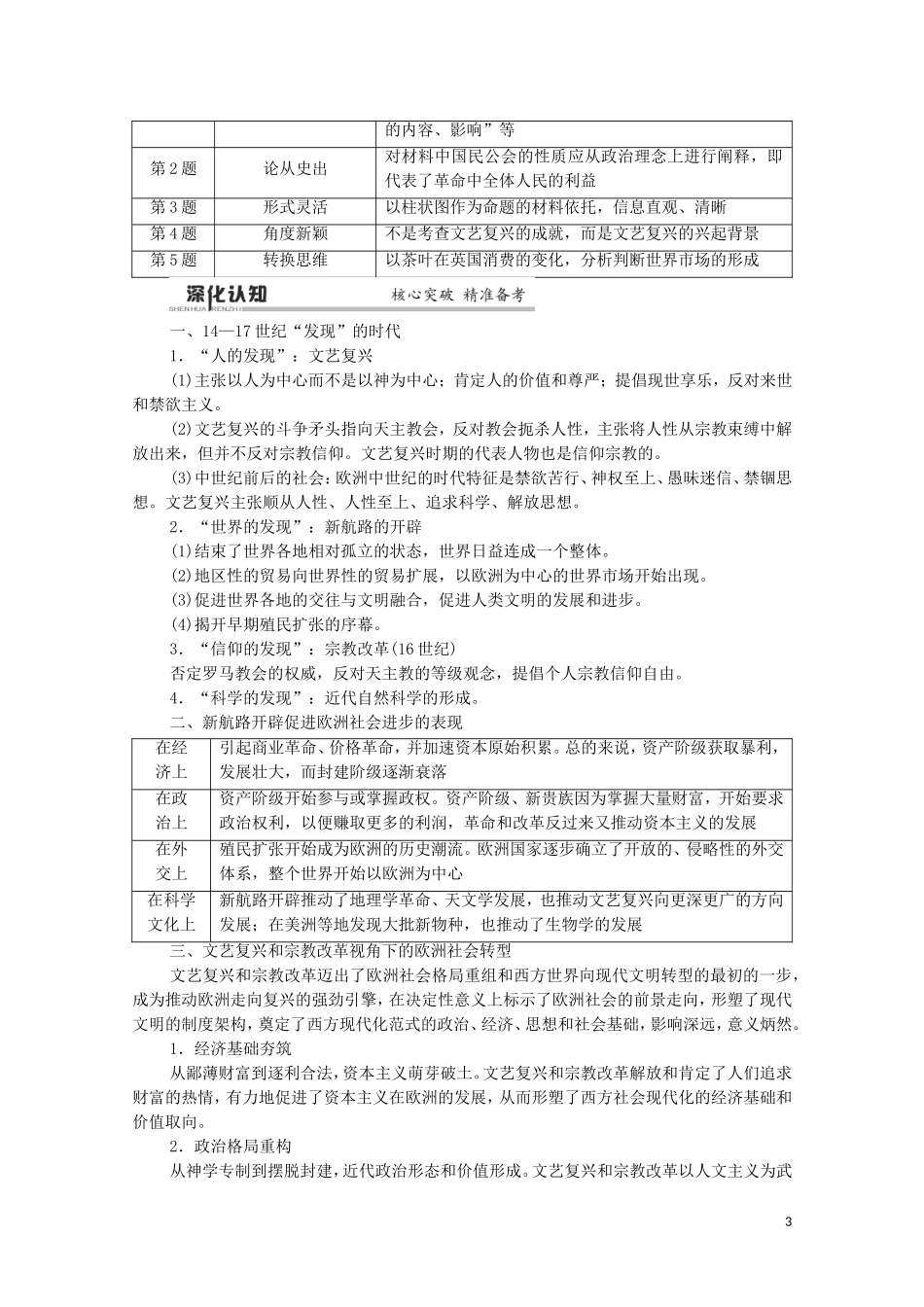 （通史版）高考历史二轮复习 第1部分 第3篇 世界史 第11讲 工业文明的前奏——近代前期的世界教师用书-人教版高三全册历史教案_第3页