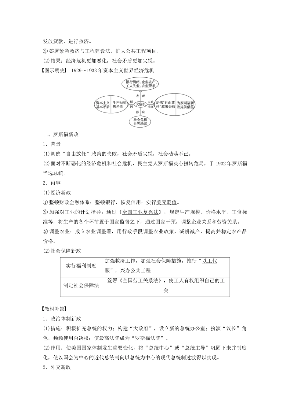 （通史版）版高考历史大一轮复习 第十四单元 世界现代化模式的创新与调整 第36讲“自由放任”的美国与罗斯福新政教案（含解析）新人教版-新人教版高三全册历史教案_第2页