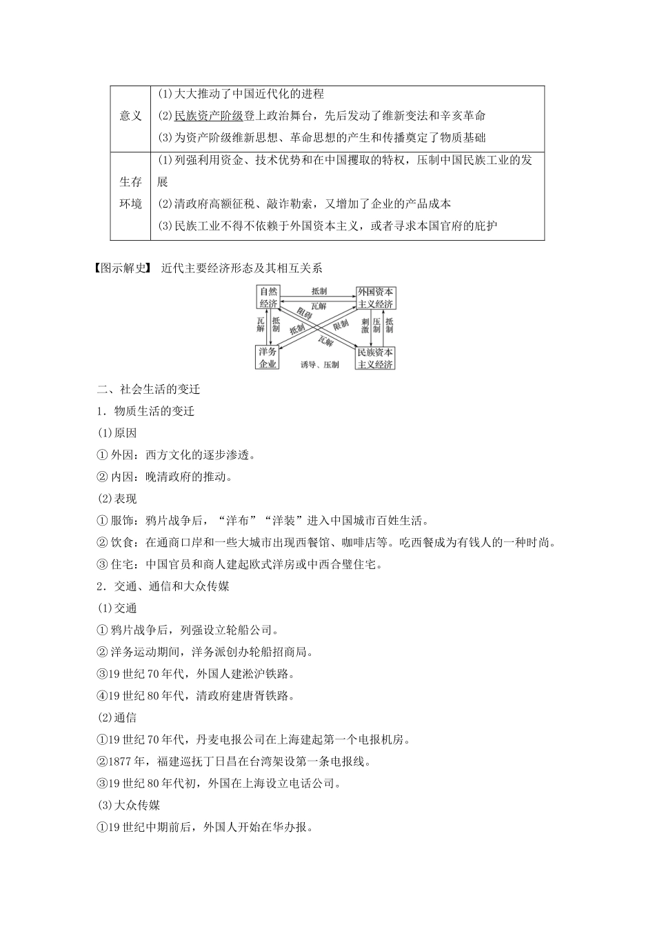（通史版）版高考历史大一轮复习 第六单元 晚清时期的中国 第15讲 晚清时期经济结构的变动与社会生活的变迁教案（含解析）新人教版-新人教版高三全册历史教案_第3页