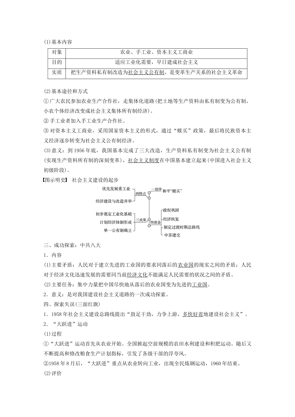 （通史版）版高考历史大一轮复习 第九单元 社会主义建设在探索中曲折发展 第23讲 改革开放前中国社会主义建设道路的探索教案（含解析）新人教版-新人教版高三全册历史教案_第2页